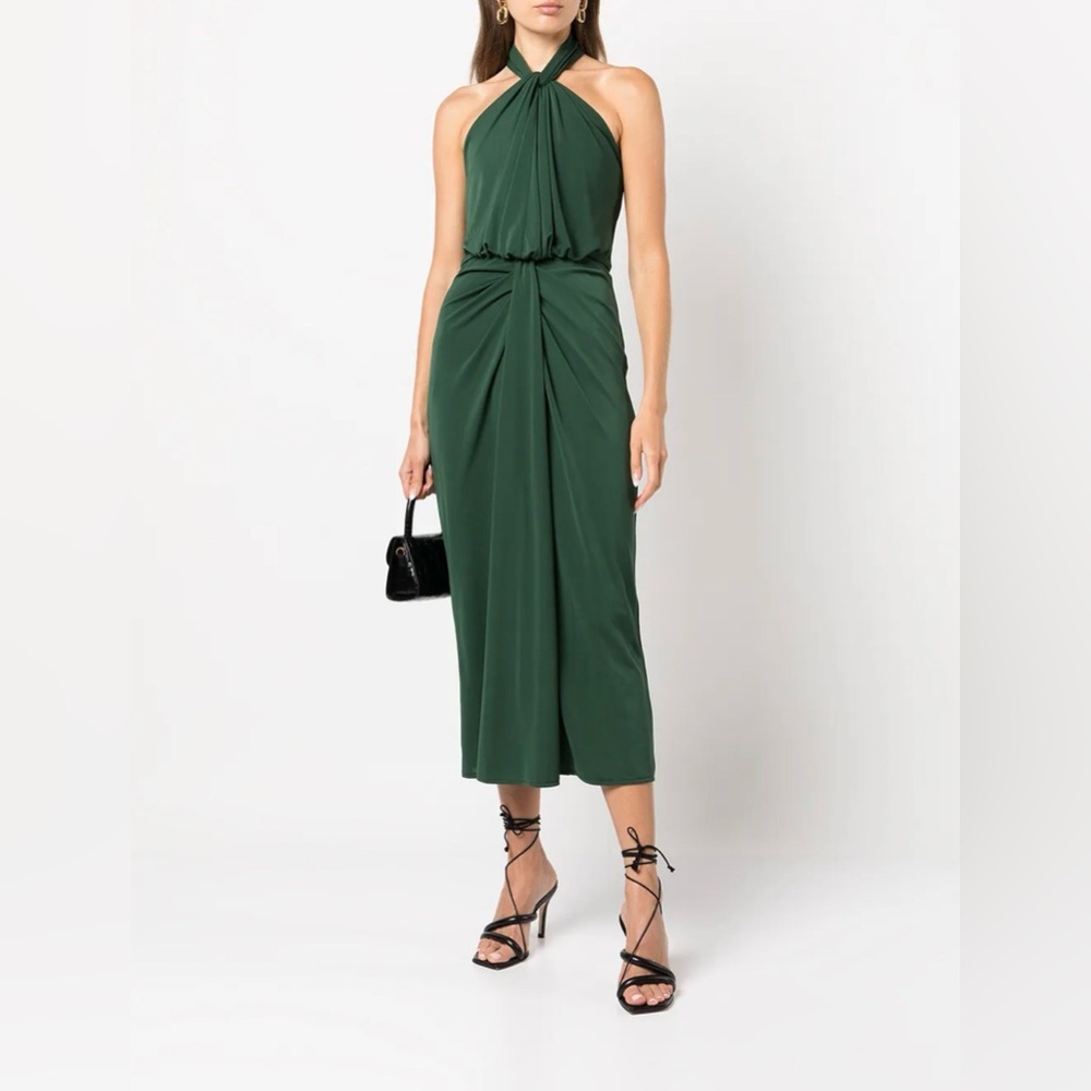 Cinq à Sept Kaily Twist Halter Midi Green Dress, Size 2